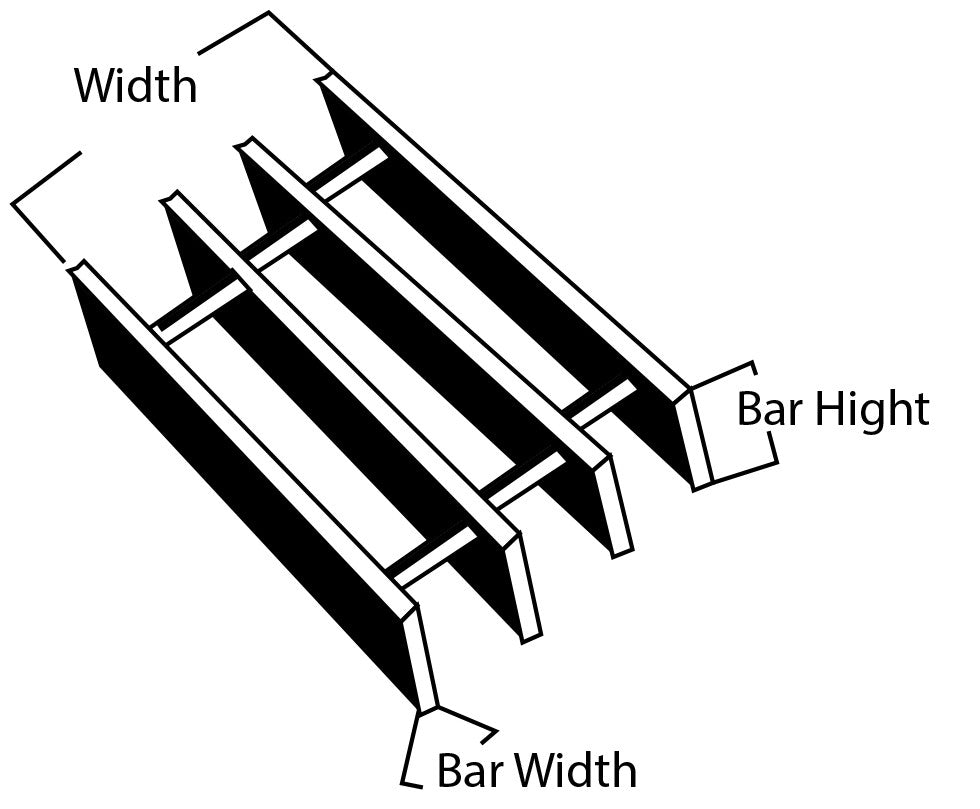 Bar Grating Width 24" Bar Size H 1" x W 3/16''