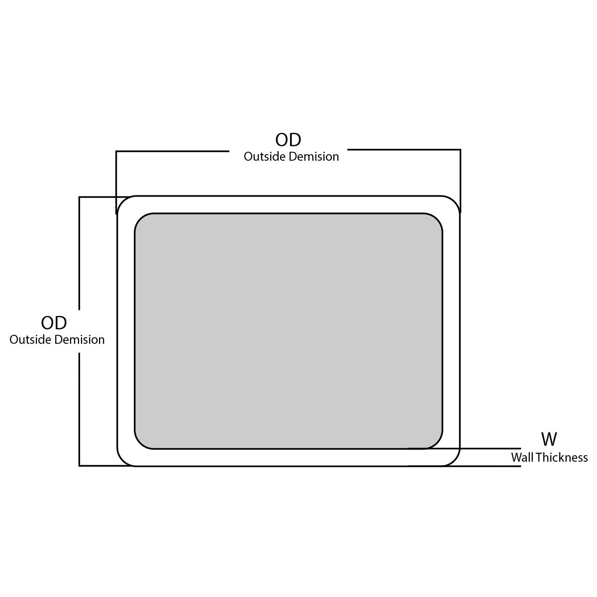Aluminum Rec Tube 6"OD x 2"OD .125 Wall