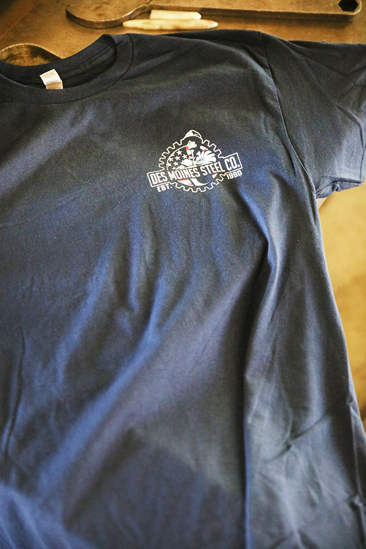 Navy Blue Des Moines Steel Logo T-Shirt
