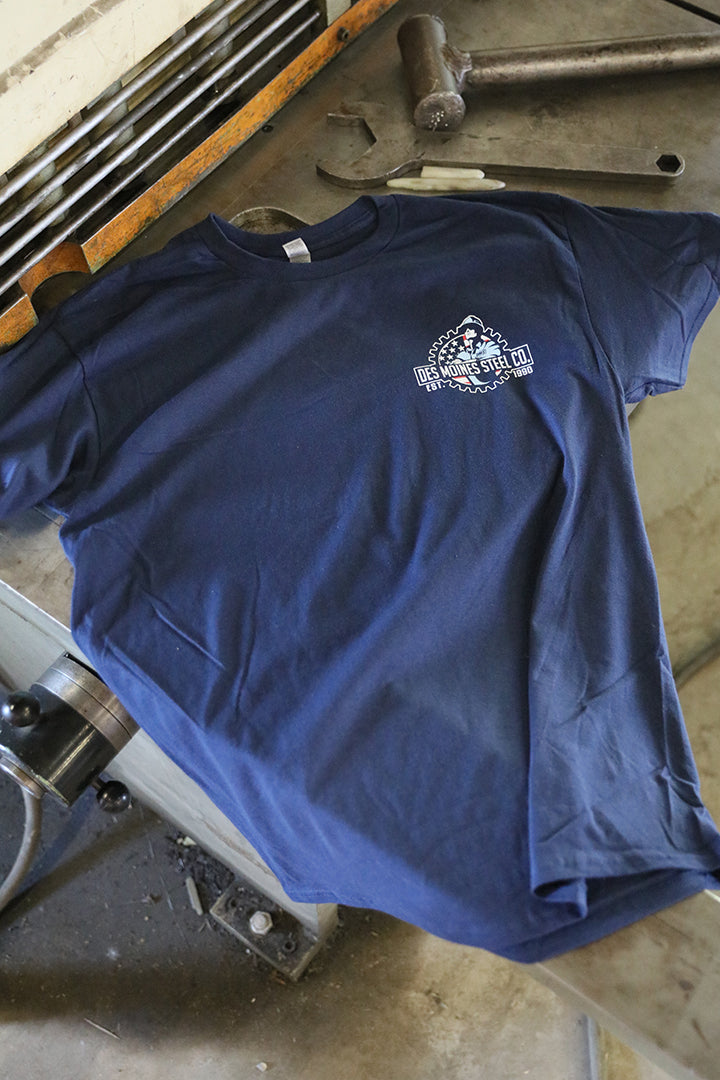 Navy Blue Des Moines Steel Logo T-Shirt